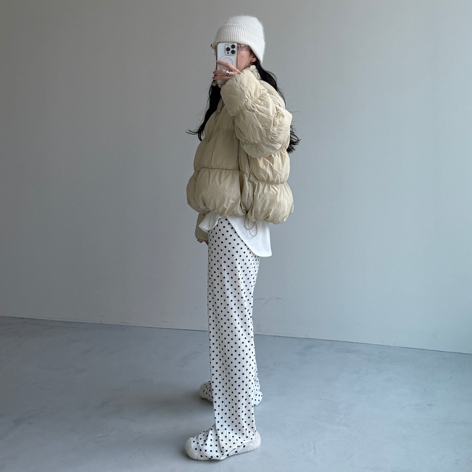 CHIGIRI PAN DOWN / beige