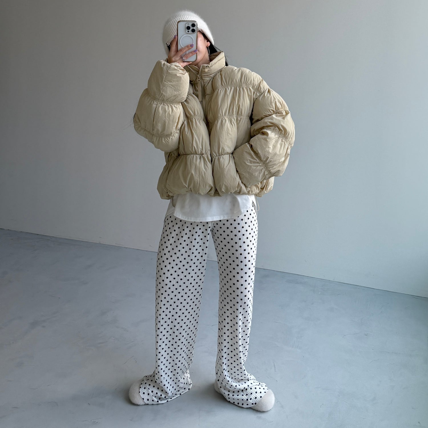 CHIGIRI PAN DOWN / beige