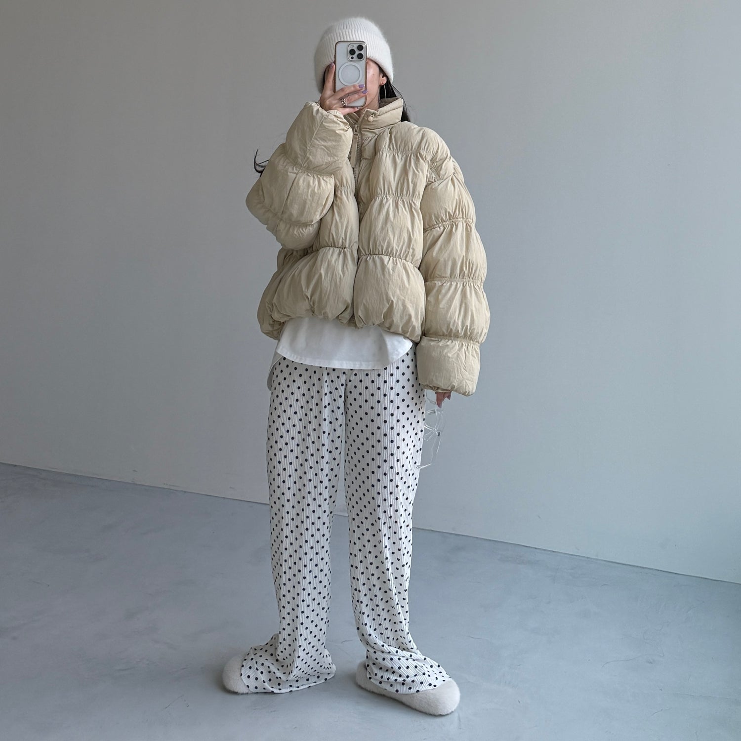 CHIGIRI PAN DOWN / beige