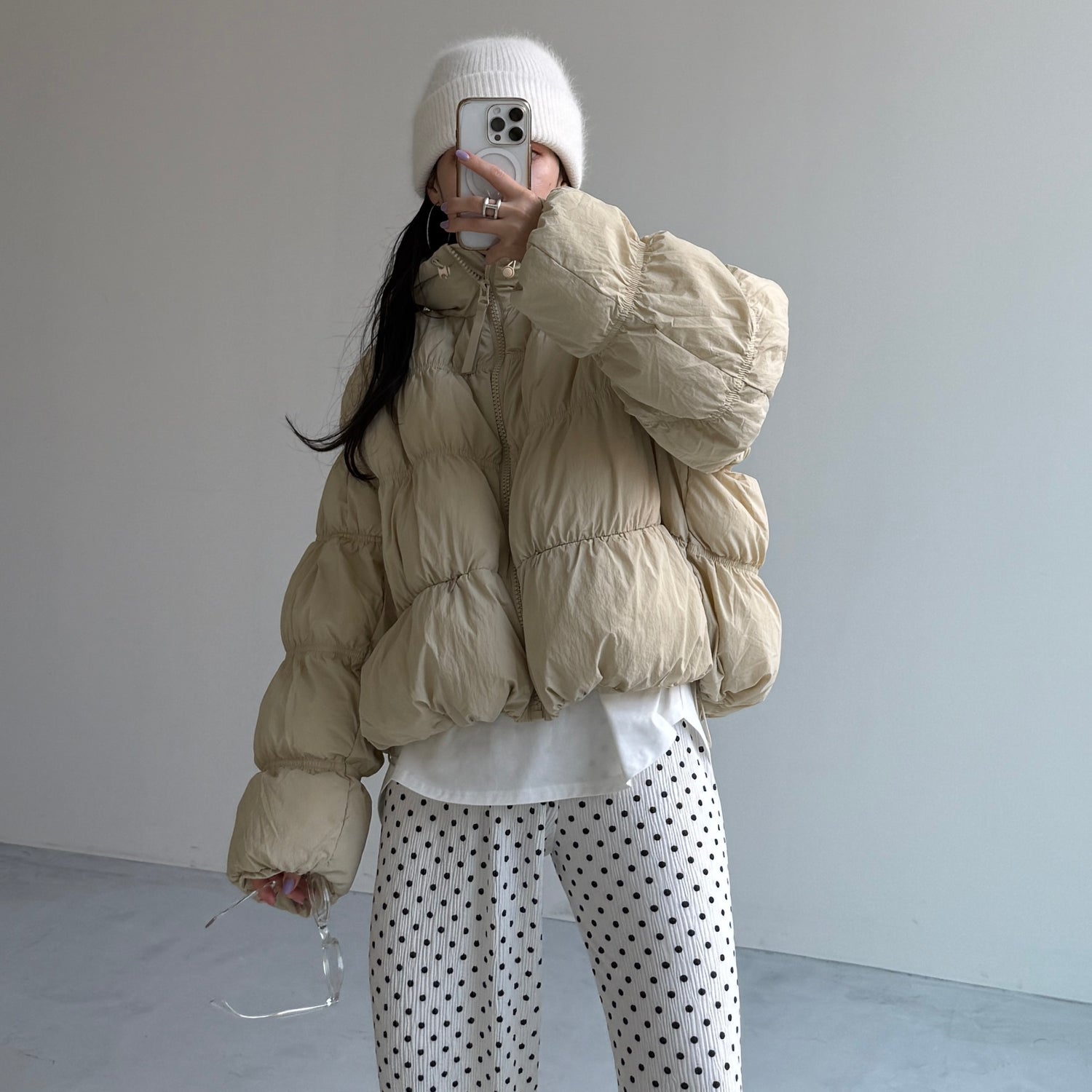 CHIGIRI PAN DOWN / beige