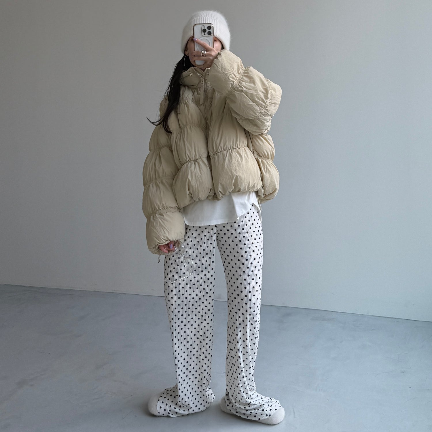 CHIGIRI PAN DOWN / beige