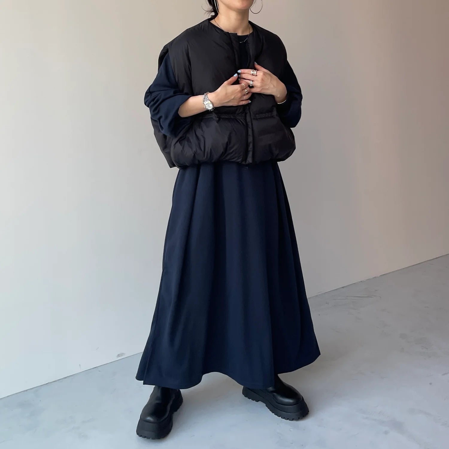 egg down vest / black