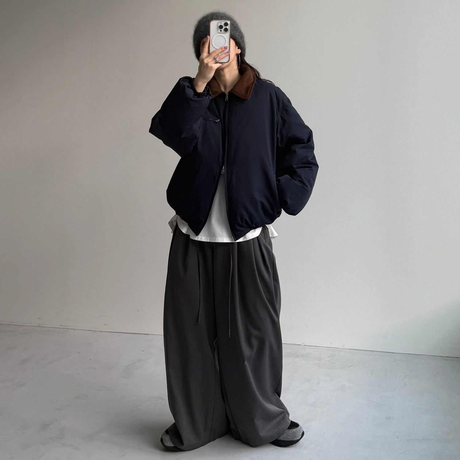 working girl down  jacket / navy