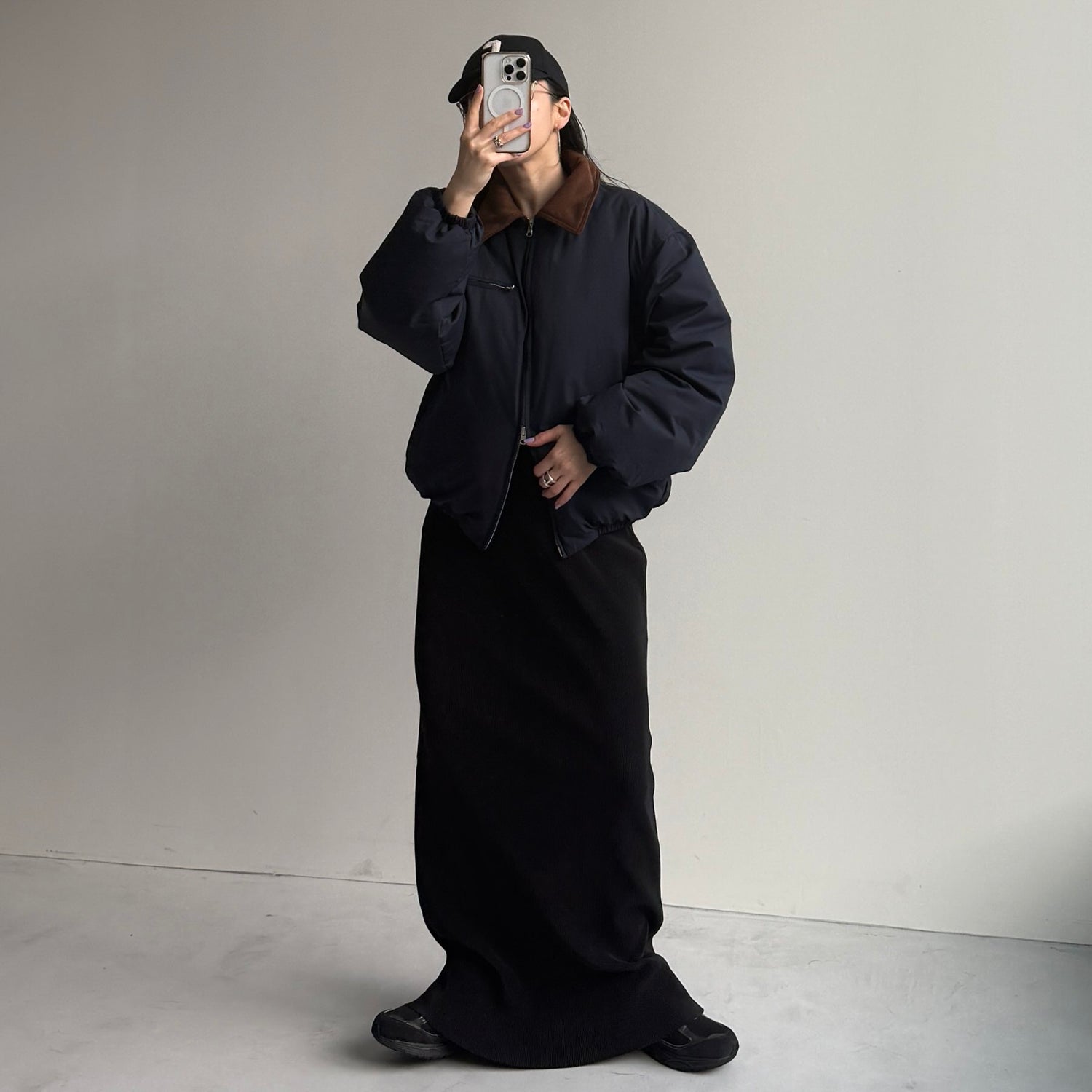 working girl down  jacket / navy