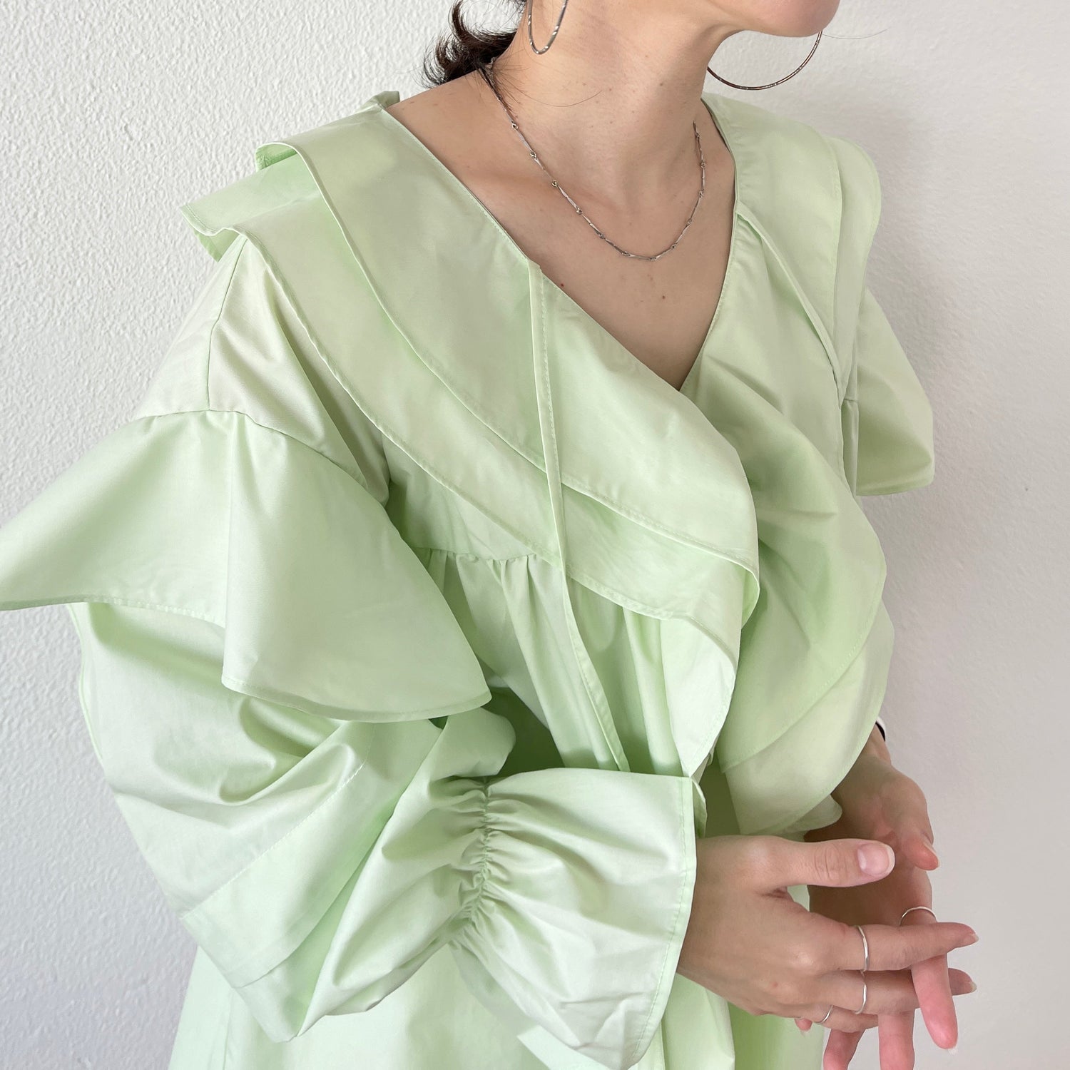 【SAMPLE】big collar frill blouse / mint
