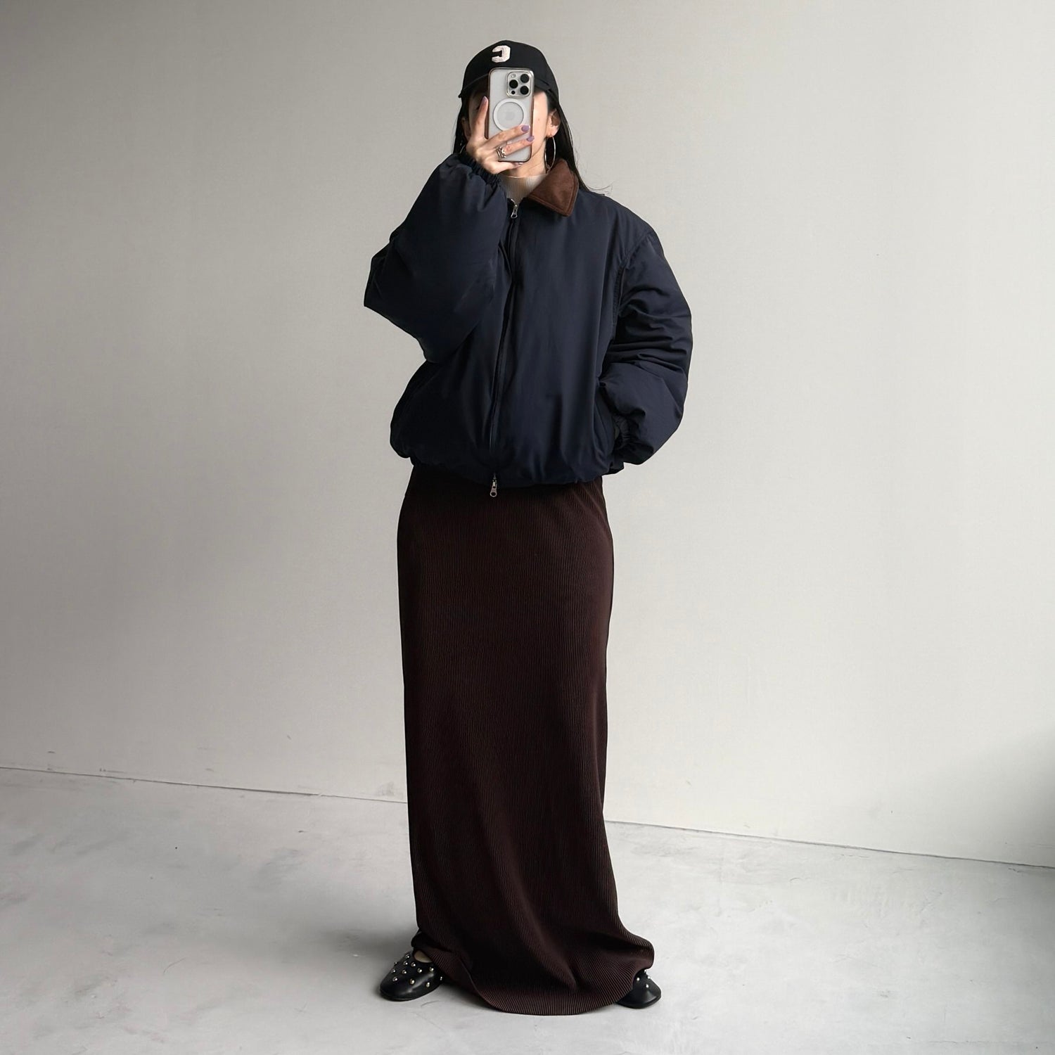 working girl down  jacket / navy