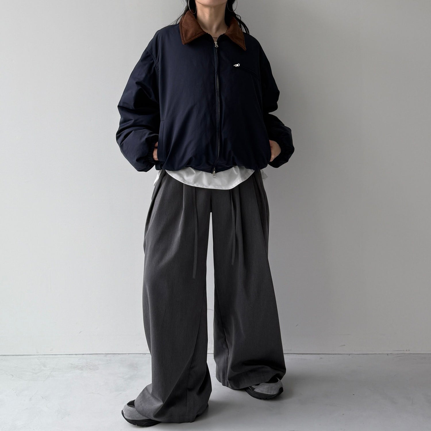 working girl down  jacket / navy