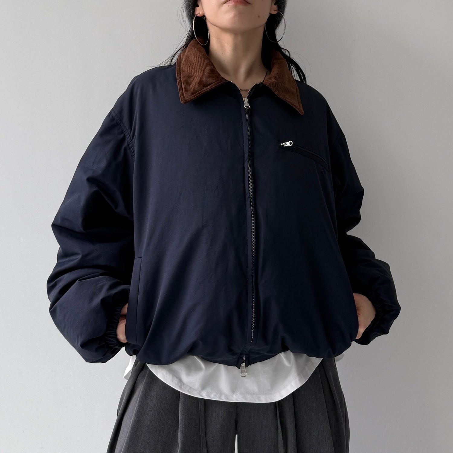 working girl down  jacket / navy