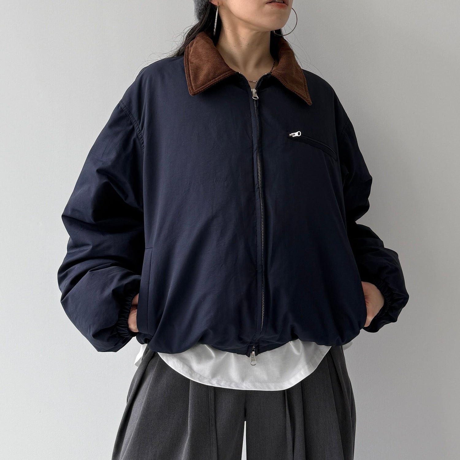 working girl down  jacket / navy