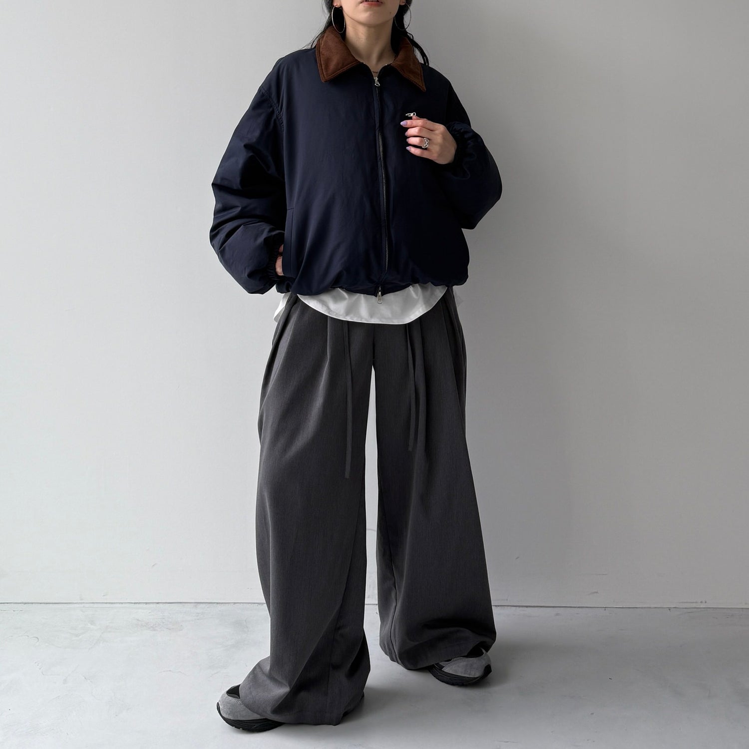 working girl down  jacket / navy