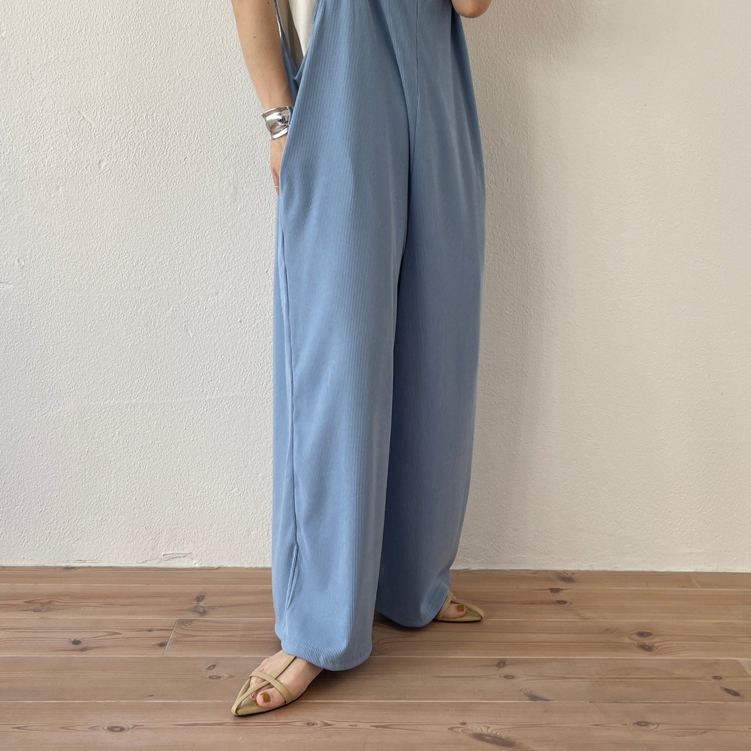 【SAMPLE】relax frill salopette / blue