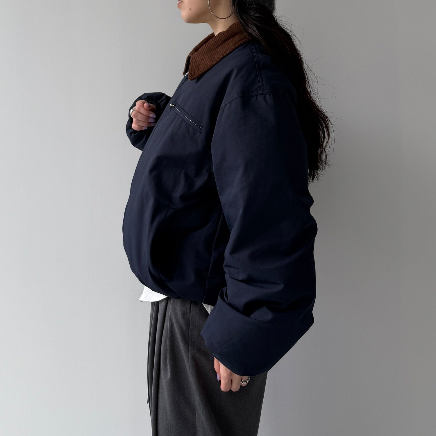 working girl down  jacket / navy
