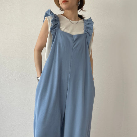 【SAMPLE】relax frill salopette / blue