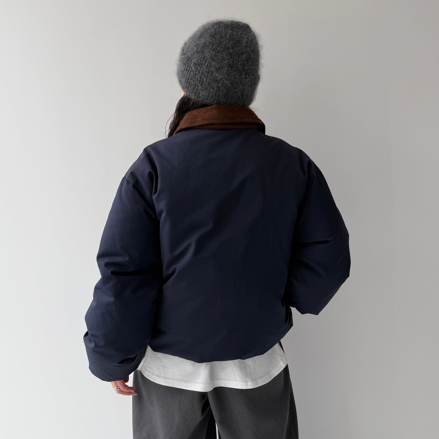 working girl down  jacket / navy