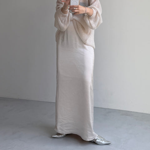 SENBATSU satin skirt / cream