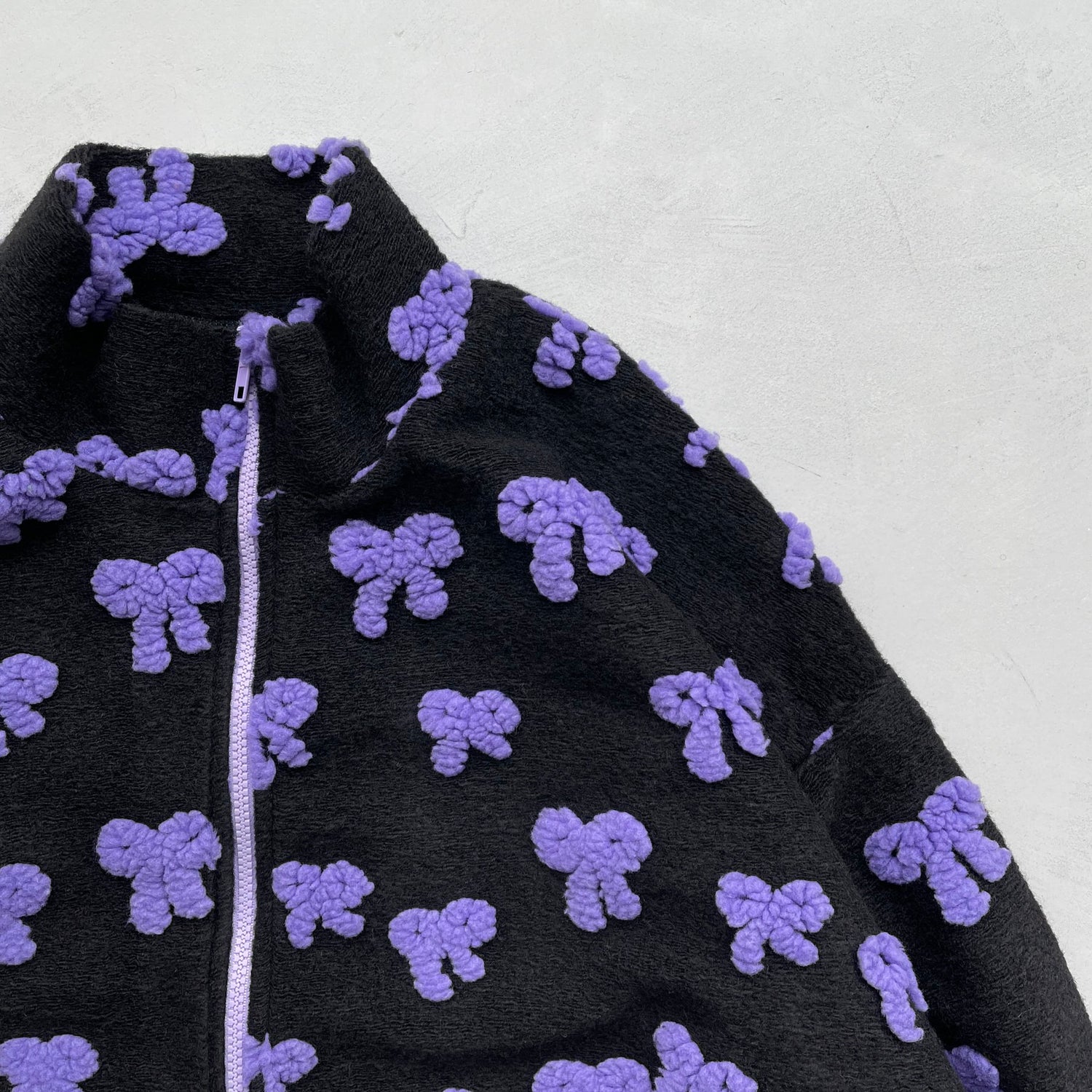 【SAMPLE】ribbon dot boa blouson / black