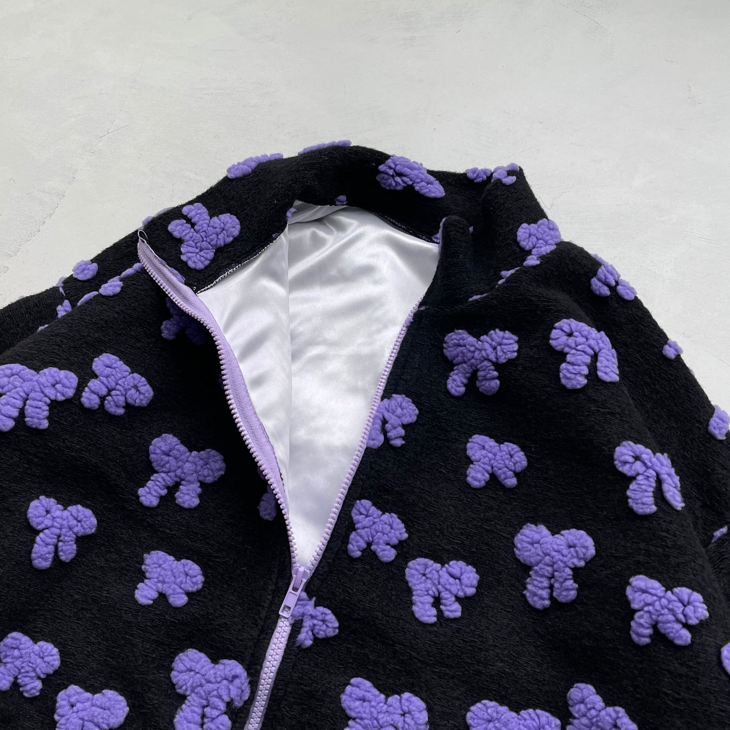 【SAMPLE】ribbon dot boa blouson / black