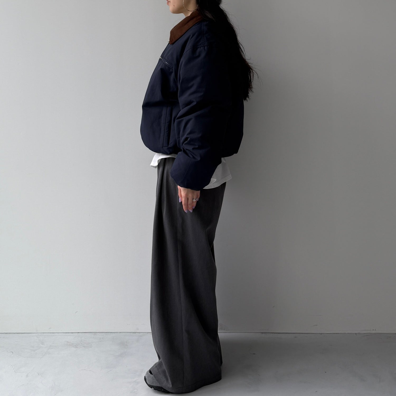 working girl down  jacket / navy