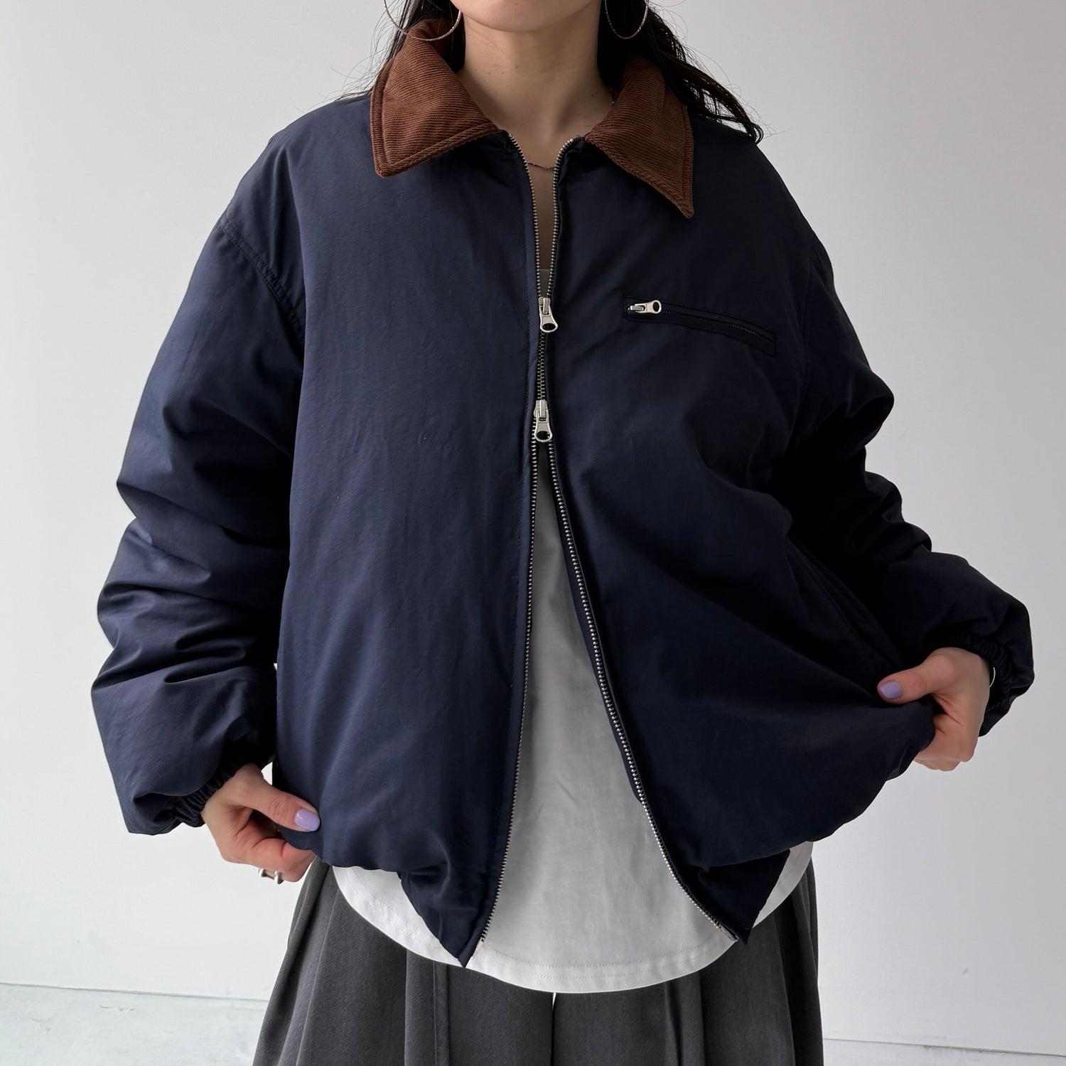 working girl down  jacket / navy
