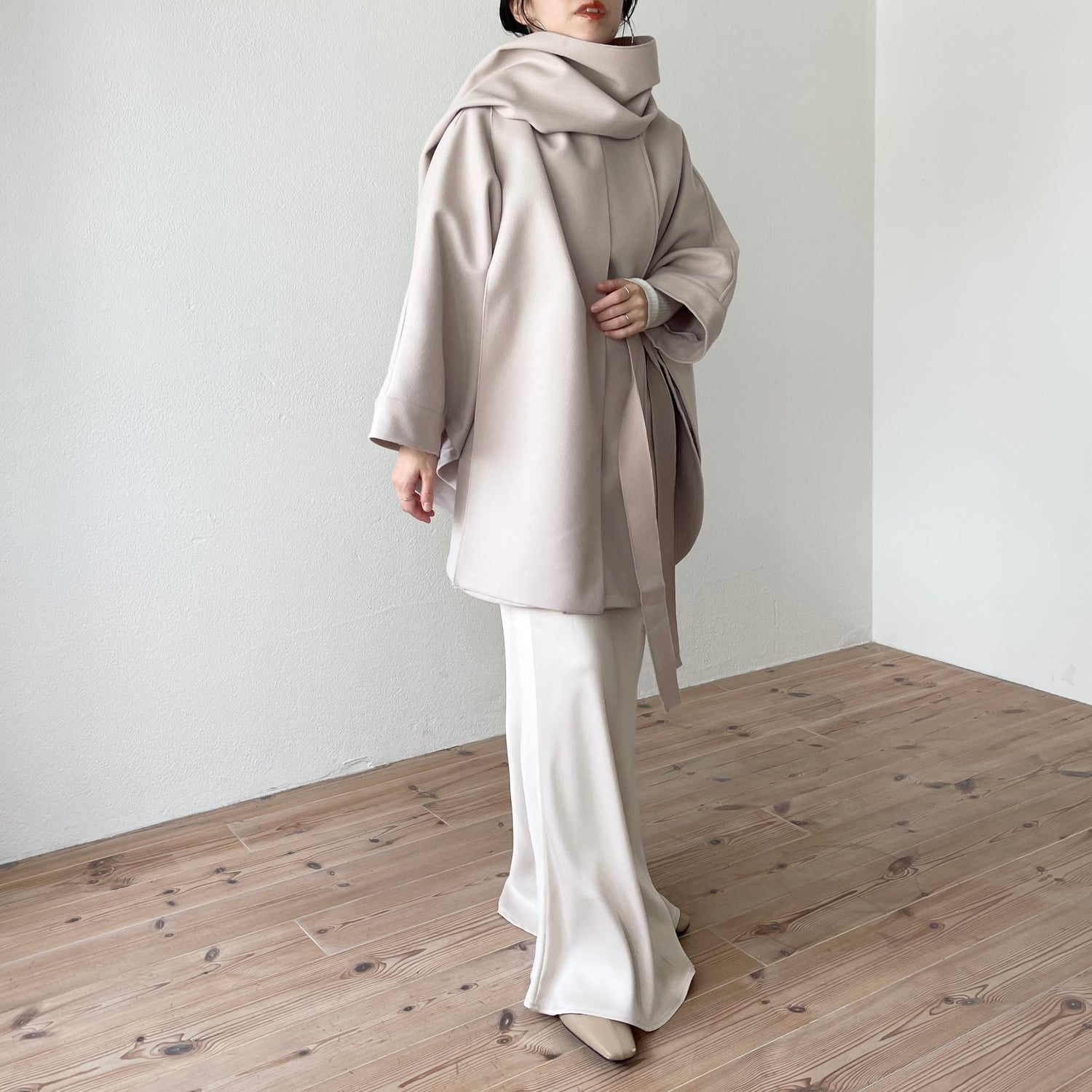 poncho coat muffler set / ivory | wee9s | ウィークス オフィシャル