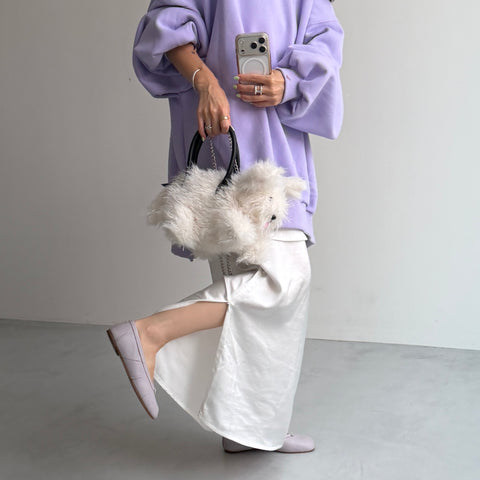 SENBATSU satin skirt / white
