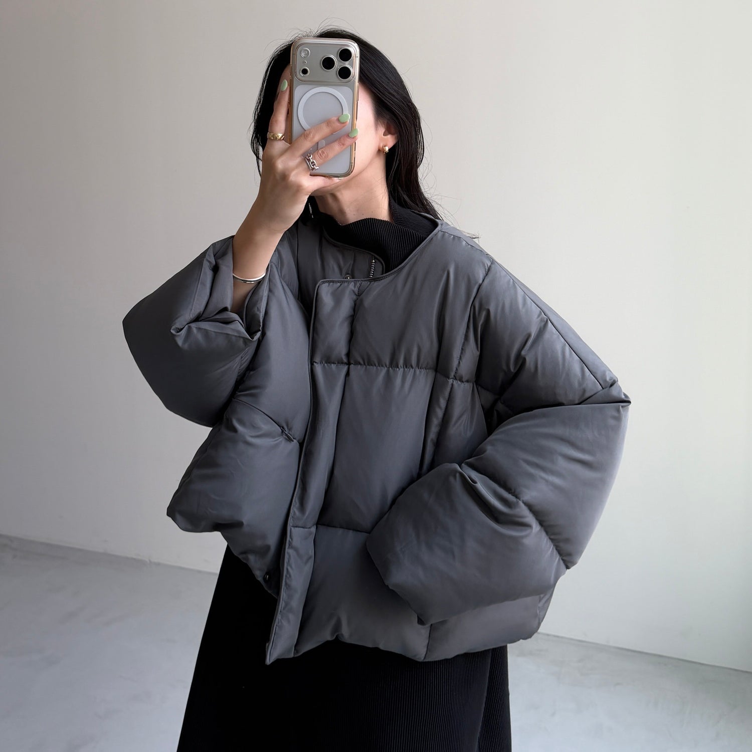 【プチハイ】daily daily super stretch pleats one piece / black [FREE or LONG]