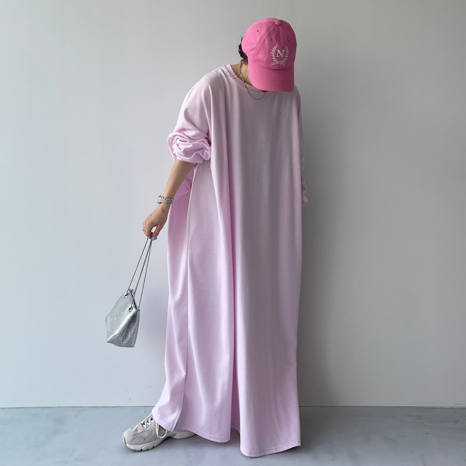 super loose light sweatee one piece / baby pink [3size]