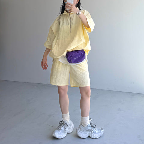 【2点SET】half zip nylon set up / light yellow