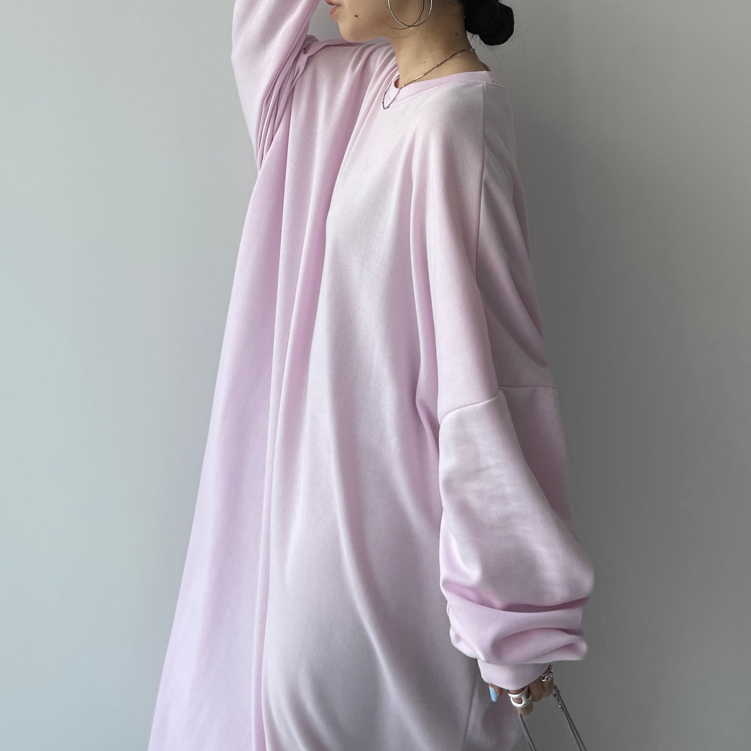 super loose light sweatee one piece / baby pink [3size]