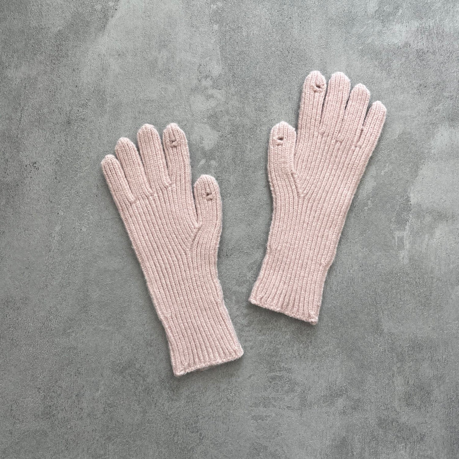 【SAMPLE】finger hole knit gloves / baby pink