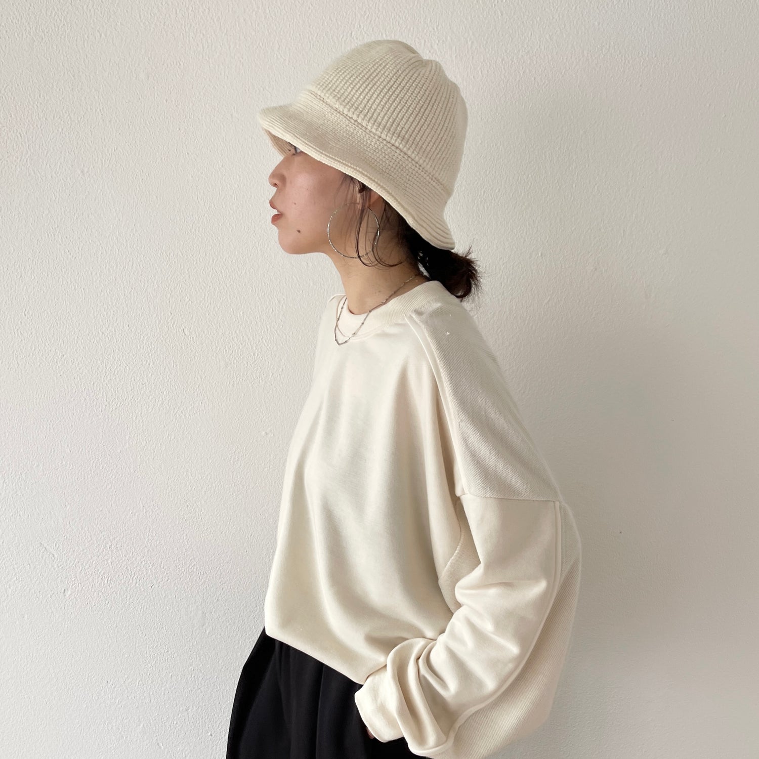 daily daily knit bucket hat / ivory