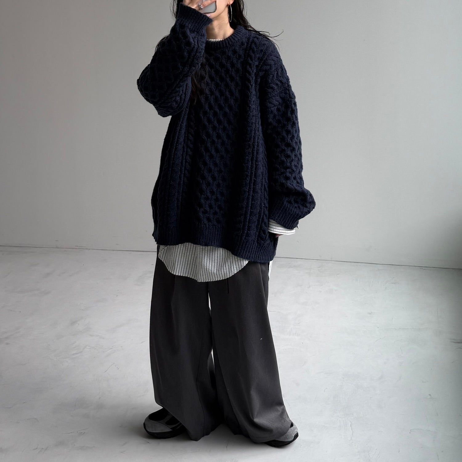 holiday cable knit / navy