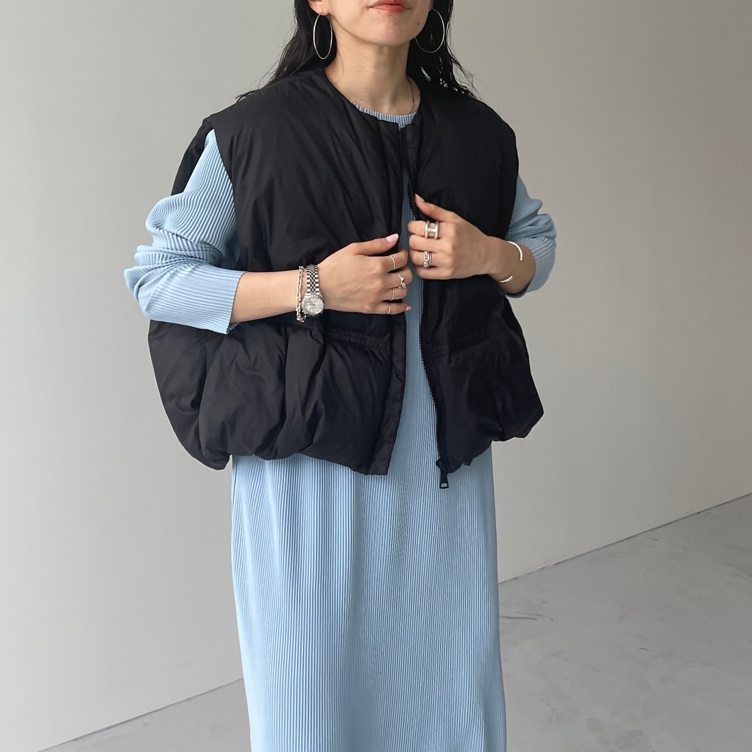 egg down vest / black