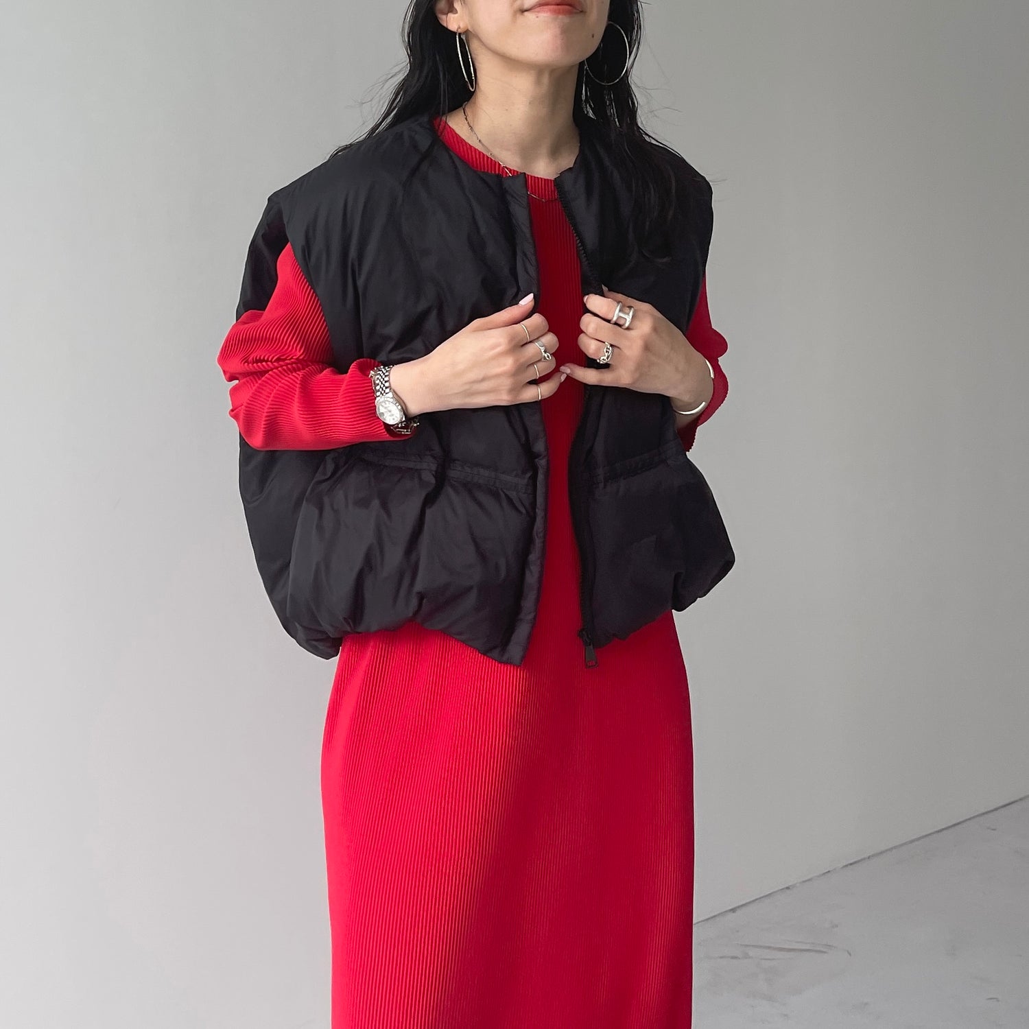 egg down vest / black