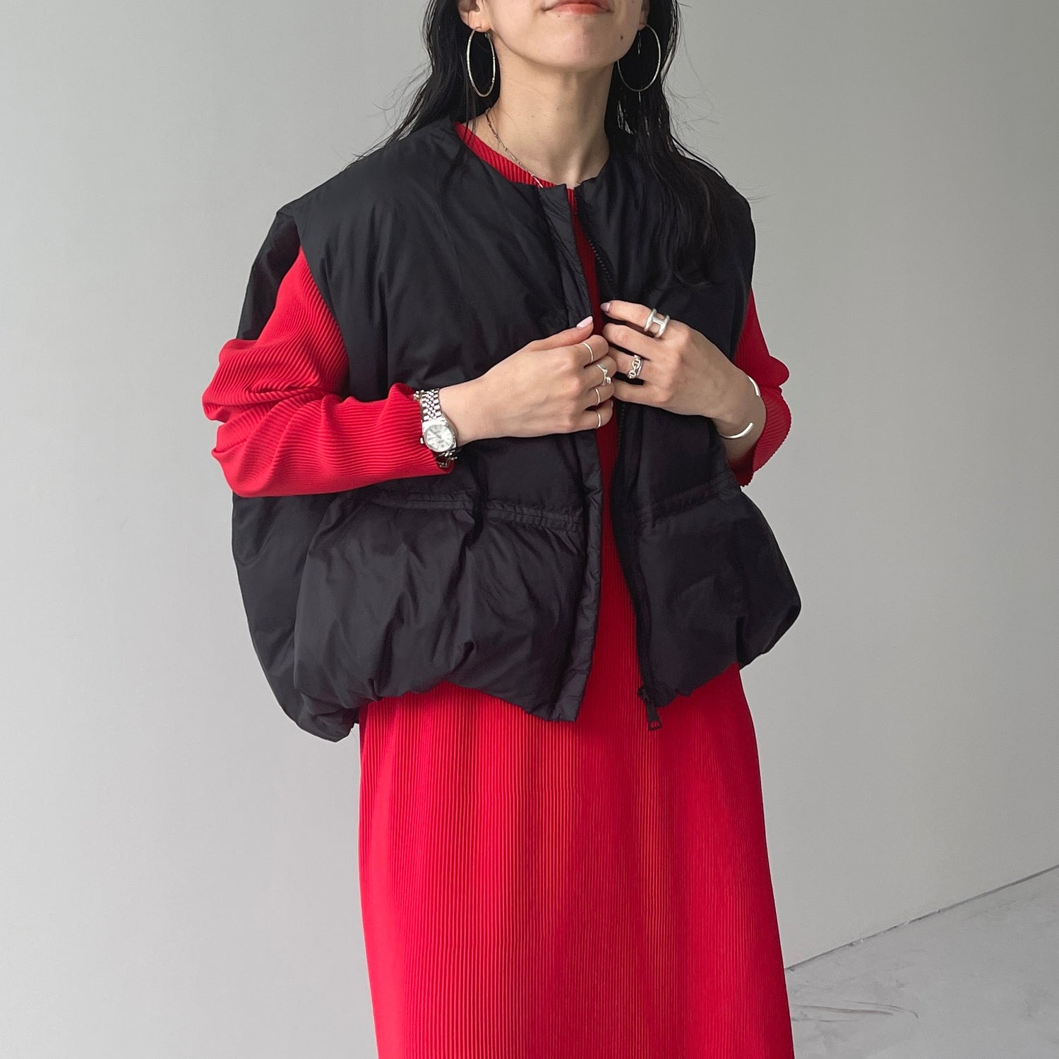 egg down vest / black