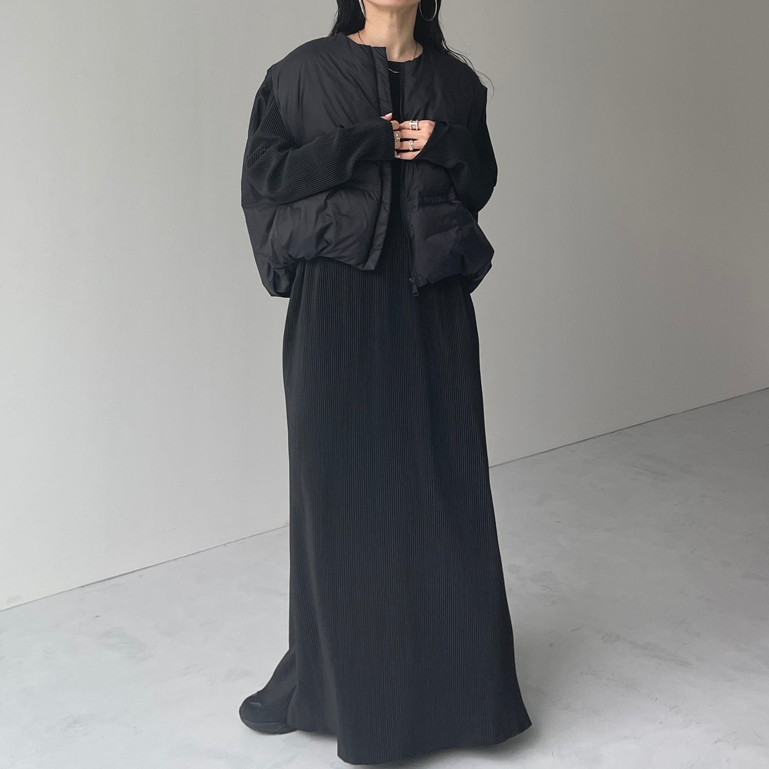 egg down vest / black