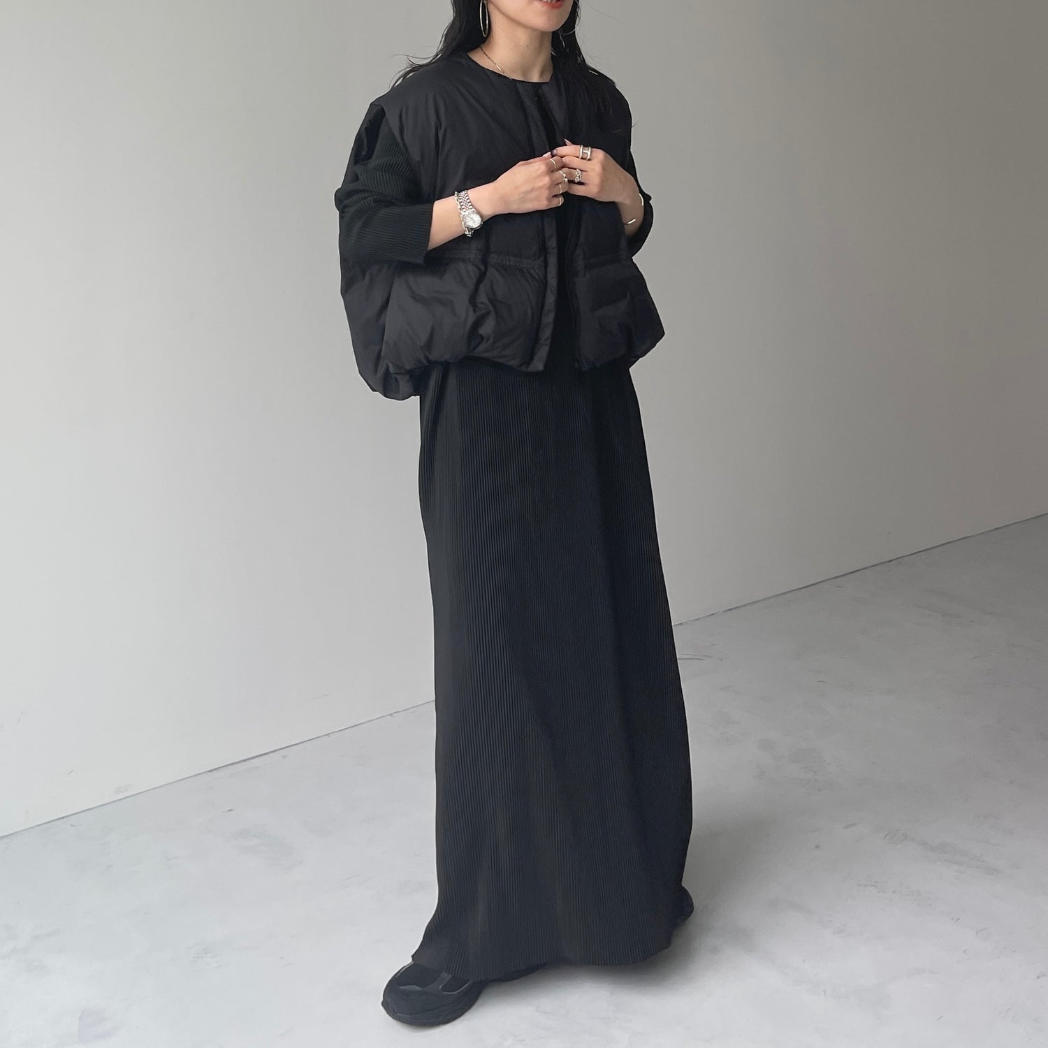 egg down vest / black