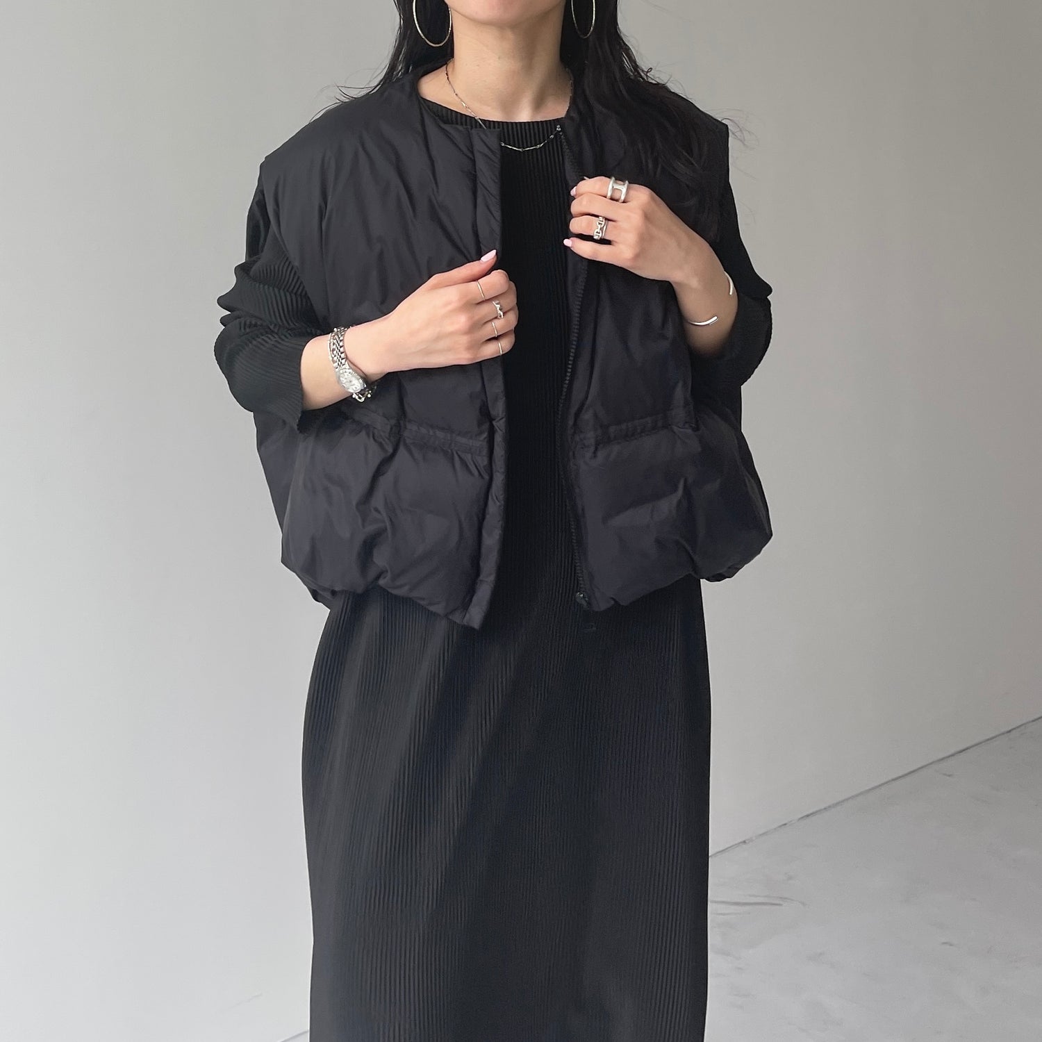 egg down vest / black