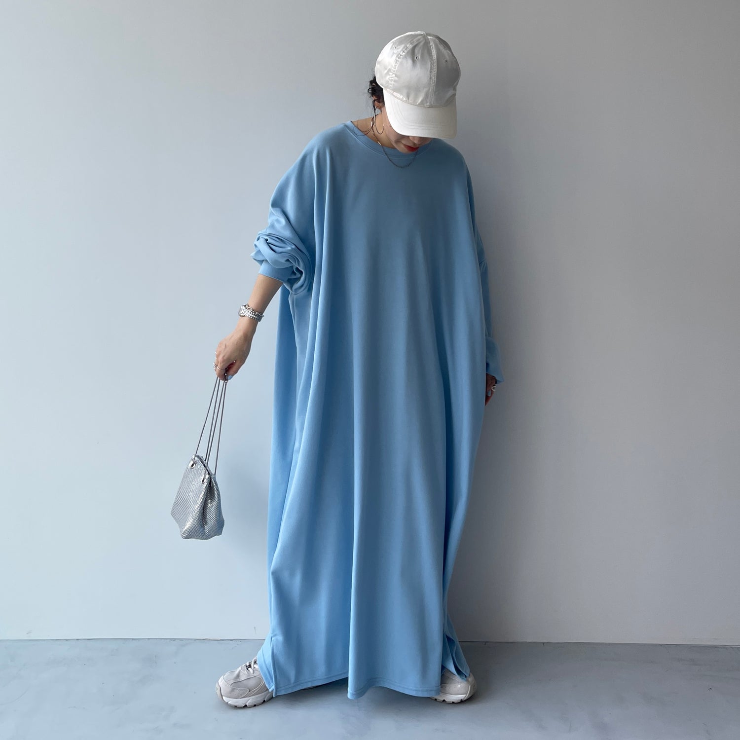 super loose light sweatee one piece / sky blue [3size]