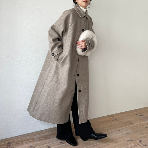 【SAMPLE】daily daily soutien collar long coat / beige