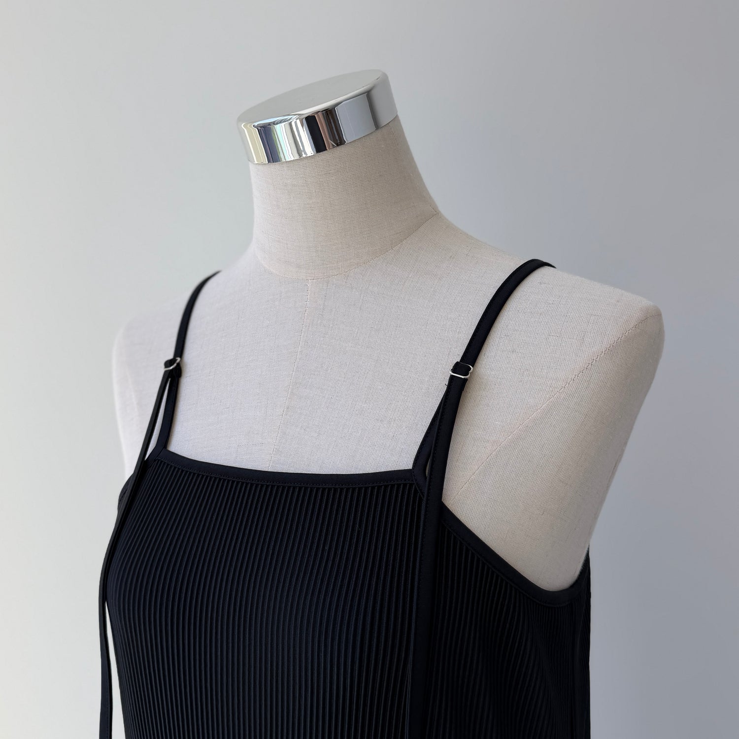 daily daily super stretch pleats cami one piece / black [FREE or LONG]