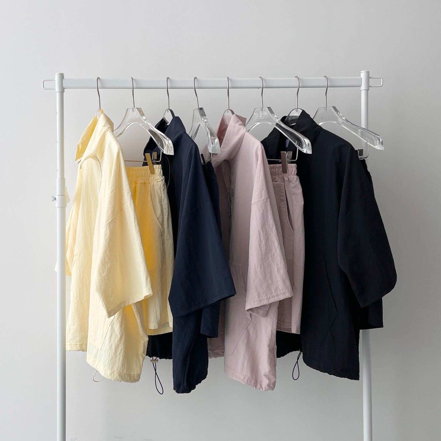 【2点SET】half zip nylon set up / navy