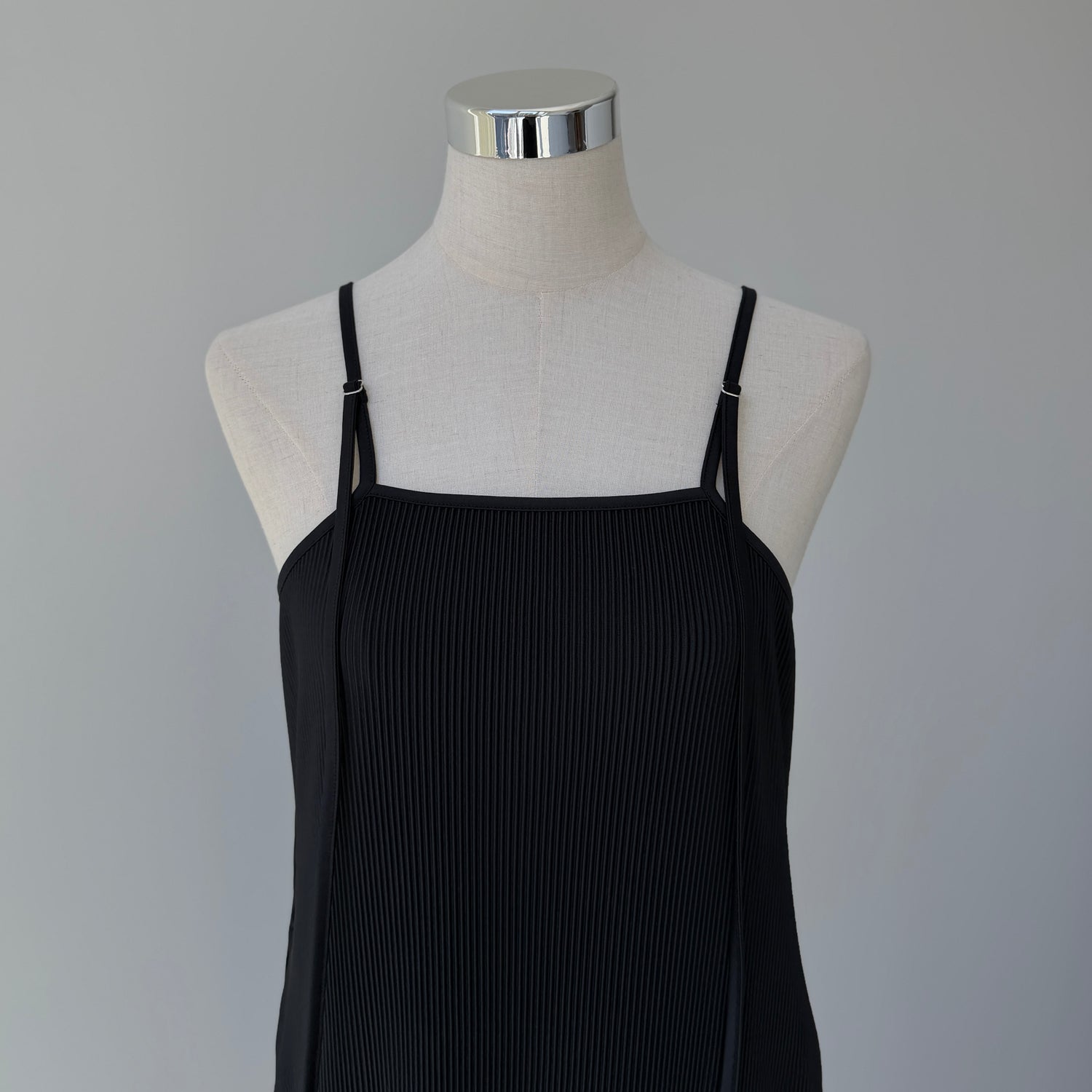 daily daily super stretch pleats cami one piece / black [FREE or LONG]