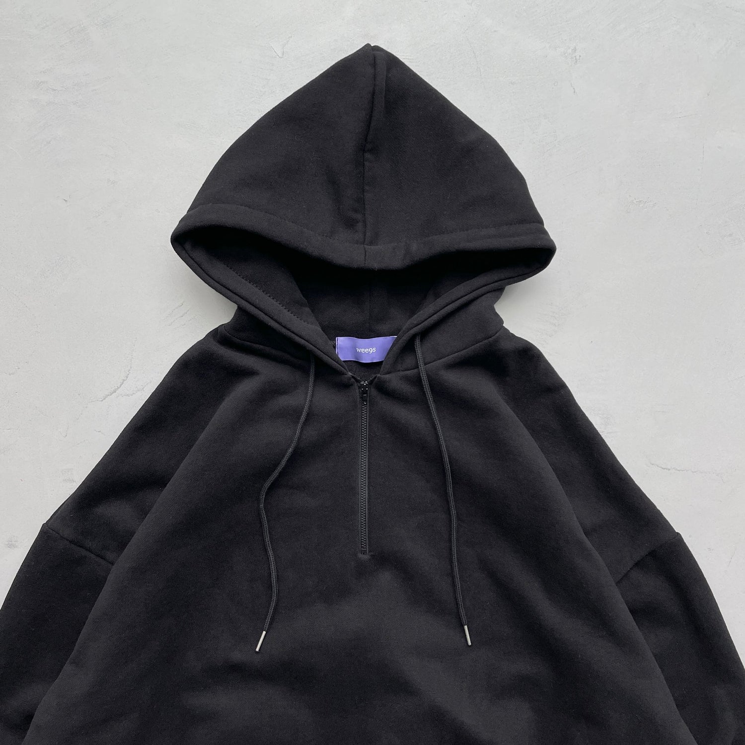 half zip loose hoodie / black