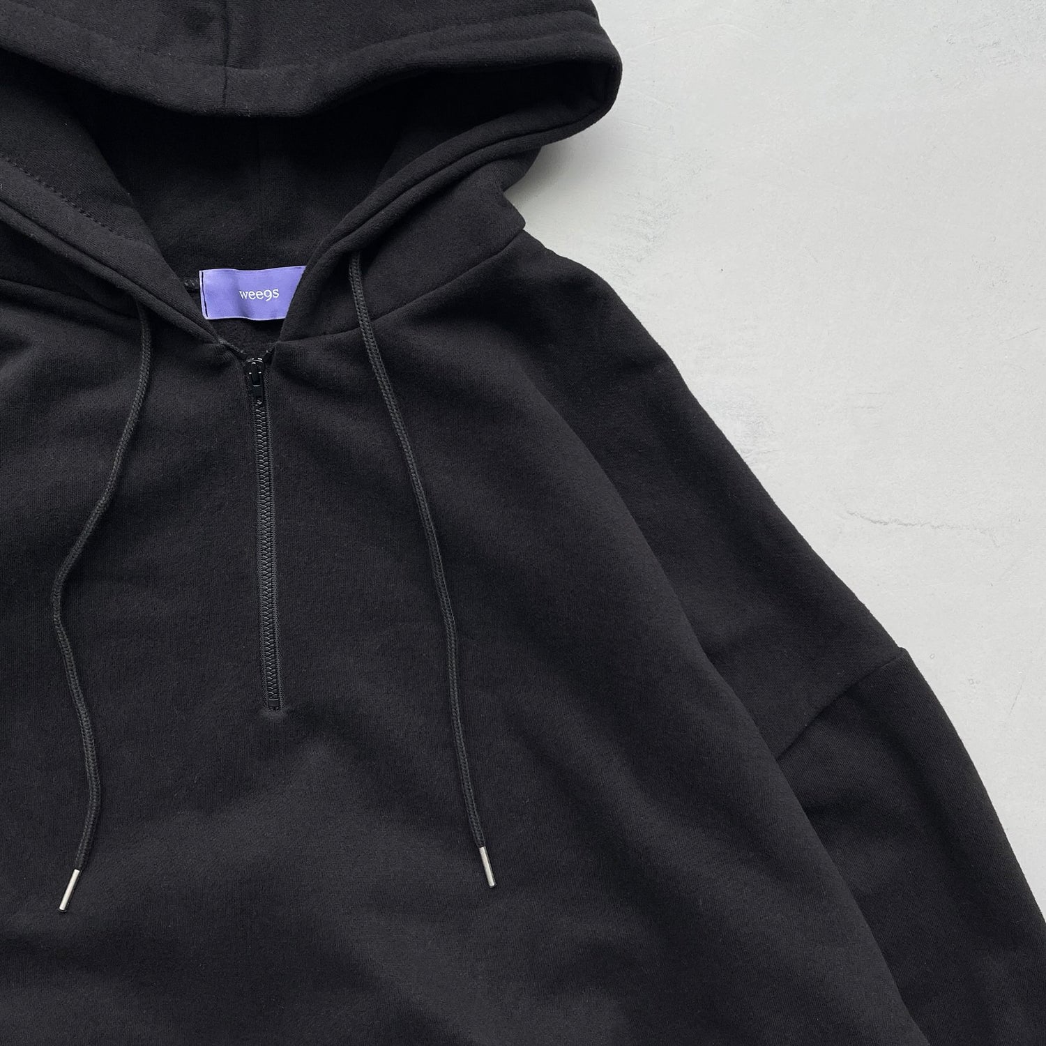 half zip loose hoodie / black