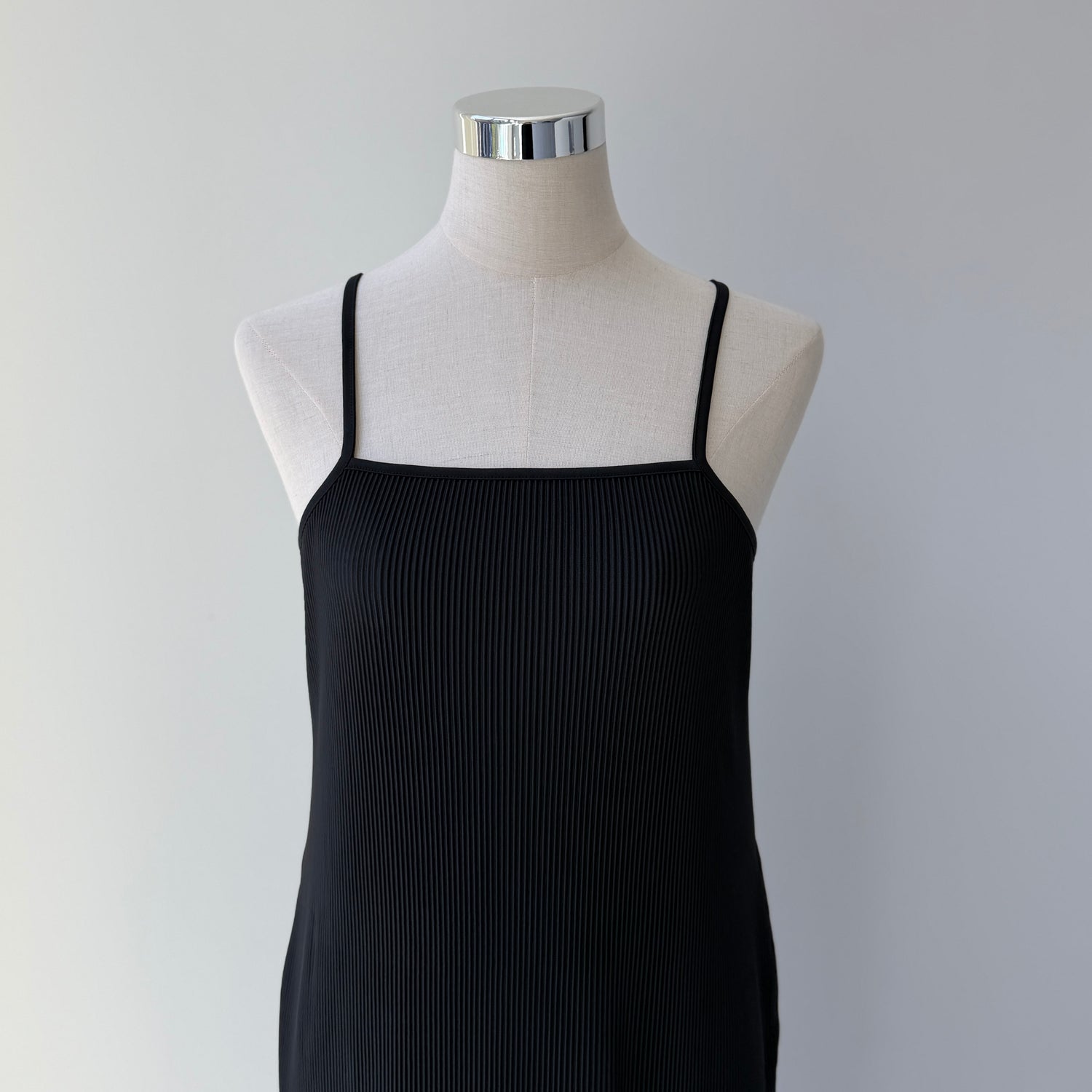 daily daily super stretch pleats cami one piece / black [FREE or LONG]