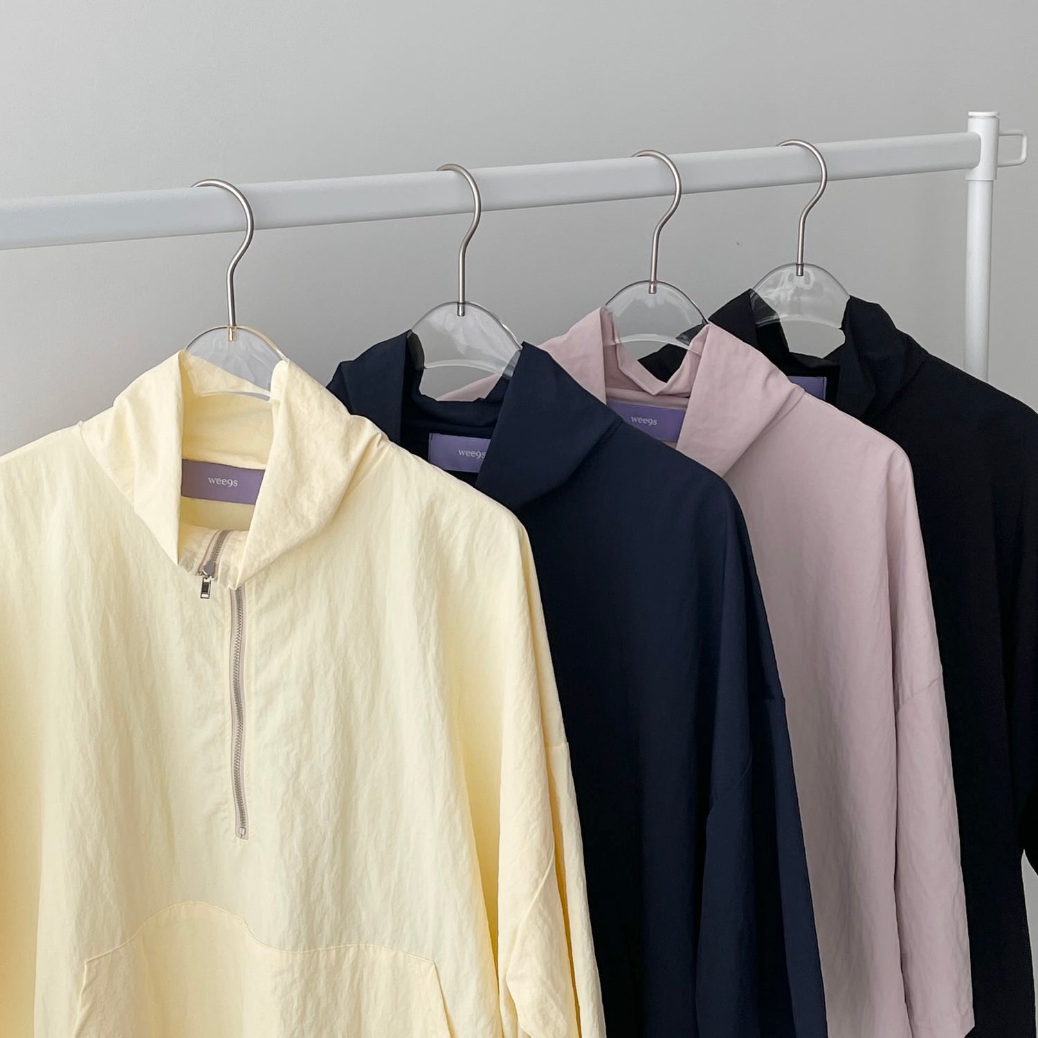 【2点SET】half zip nylon set up / black