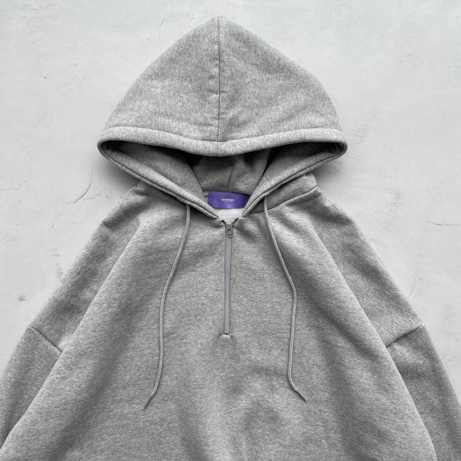 half zip loose hoodie / gray