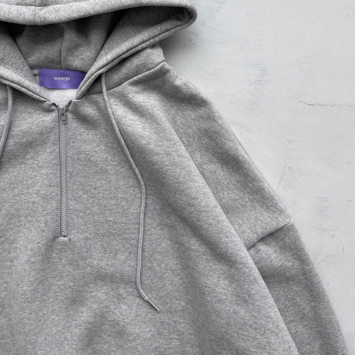 half zip loose hoodie / gray