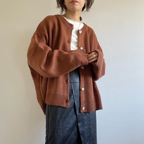 【SAMPLE】over size knit cardigan / brown
